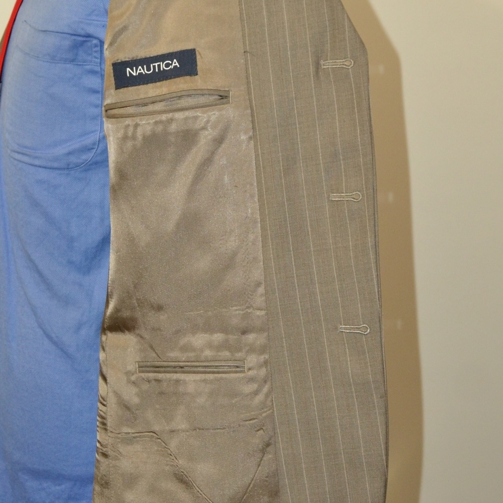 Nautica 38S Sport Coat Blazer Suit Jacket Gray Pin - Picture 5 of 8